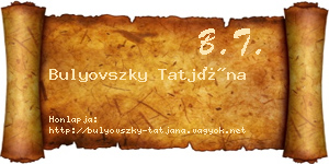 Bulyovszky Tatjána névjegykártya